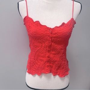 Free people coral tank crop top size medium